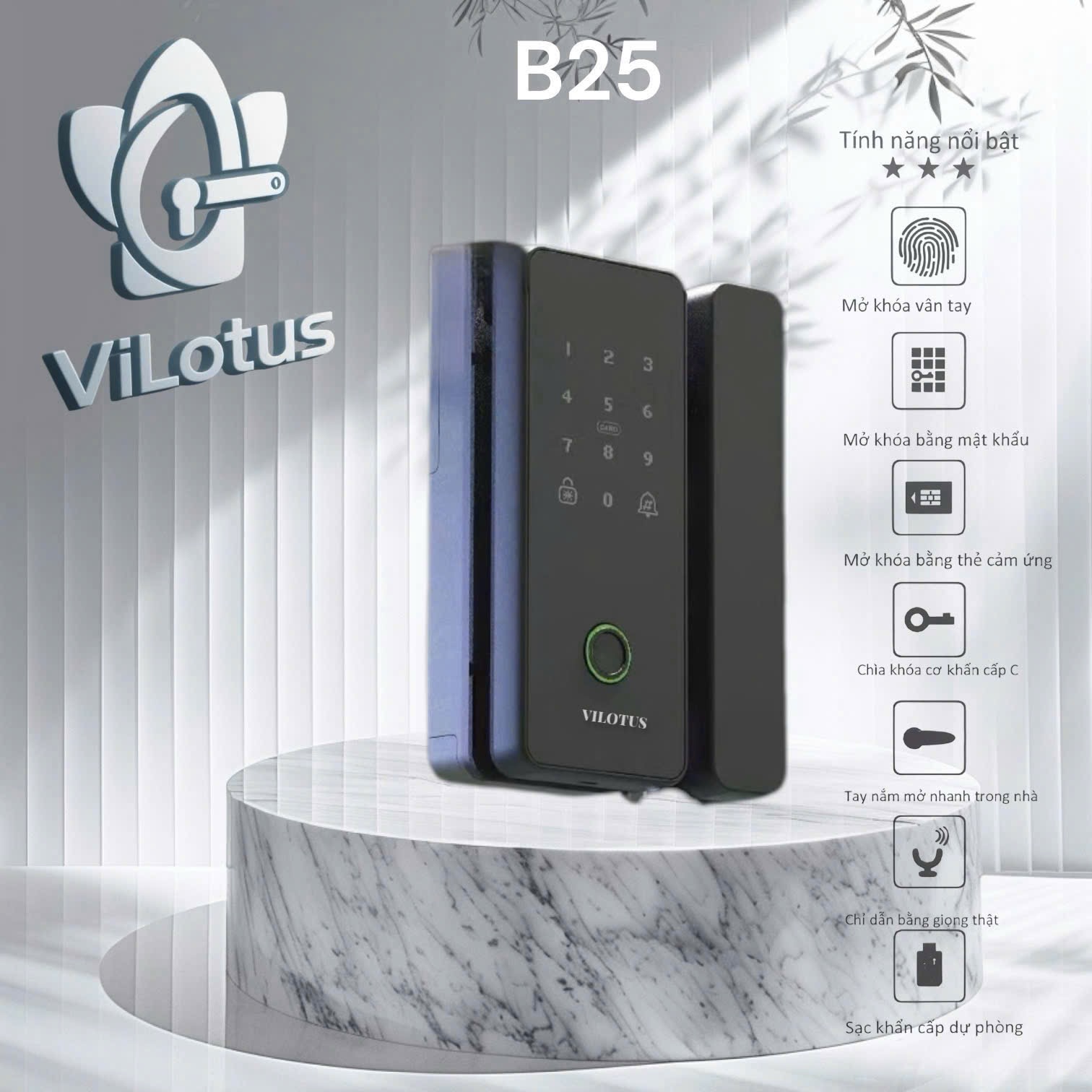 Khóa cửa kính B25 - Ảnh 2